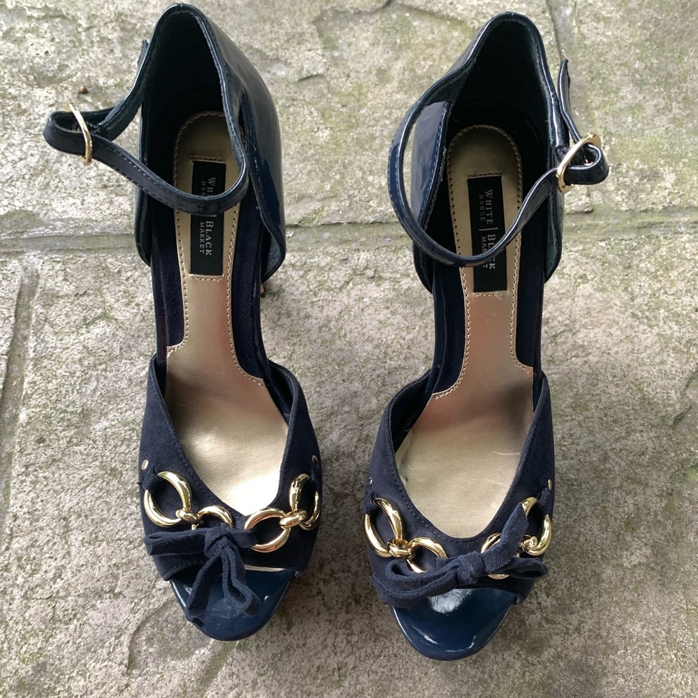 White House Black Market Navy Platform Heels